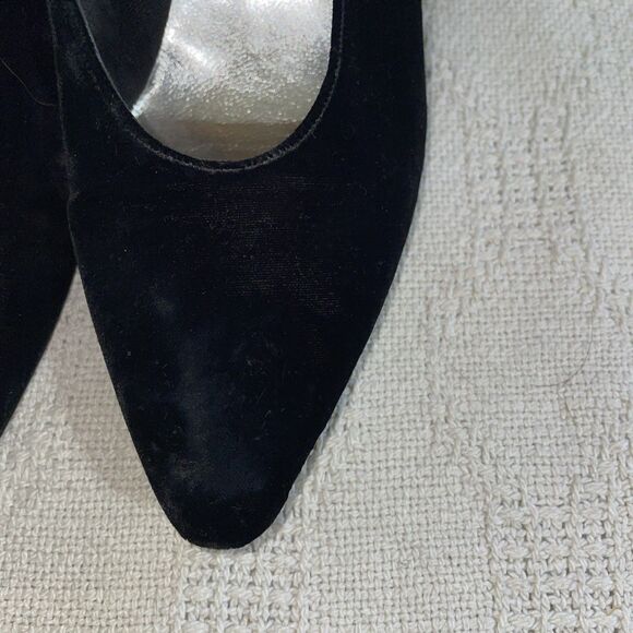 Stuart Weitzman Women’s Dress Pumps Size 7.5 B Black Velvet Going Out Party - Picture 9 of 12